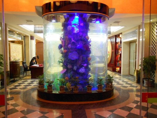 cylinder tank, Acrylic hotel fish tank